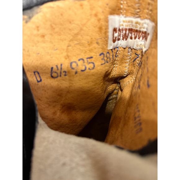 Unisex Vintage 80’s Cowtown Western Kiltie LAce Up Leather Cowboy Boots Mens 6.5 main image 12